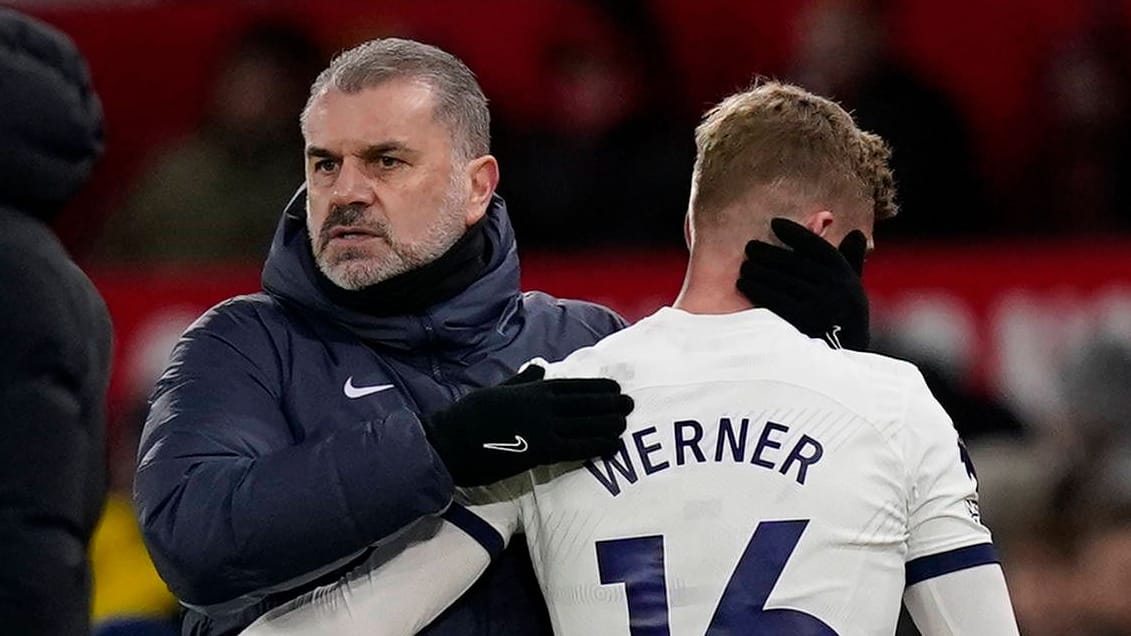 Ange Postecoglou und Timo Werner (r.): Der Nationalspieler ist von RB Leipzig ausgeliehen.