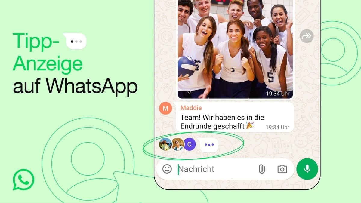 Neuerung bei WhatsApp: Über dem Texteingabefeld zeigt der Messenger jetzt an, wenn ein Gesprächspartner eine Nachricht schreibt.