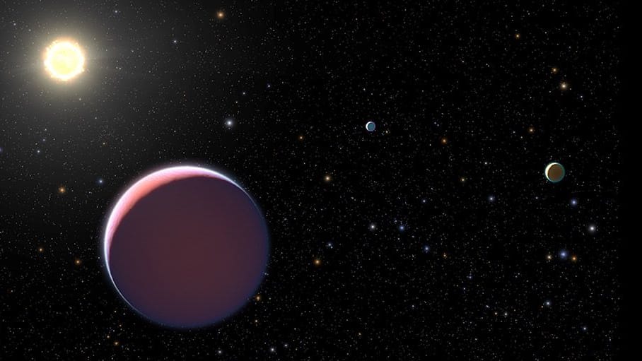 Ein "Zuckerwatte"-Planet: Die Illustration zeigt, wie ein solcher Planet um den sonnenähnlichen Stern Kepler-51 kreist.