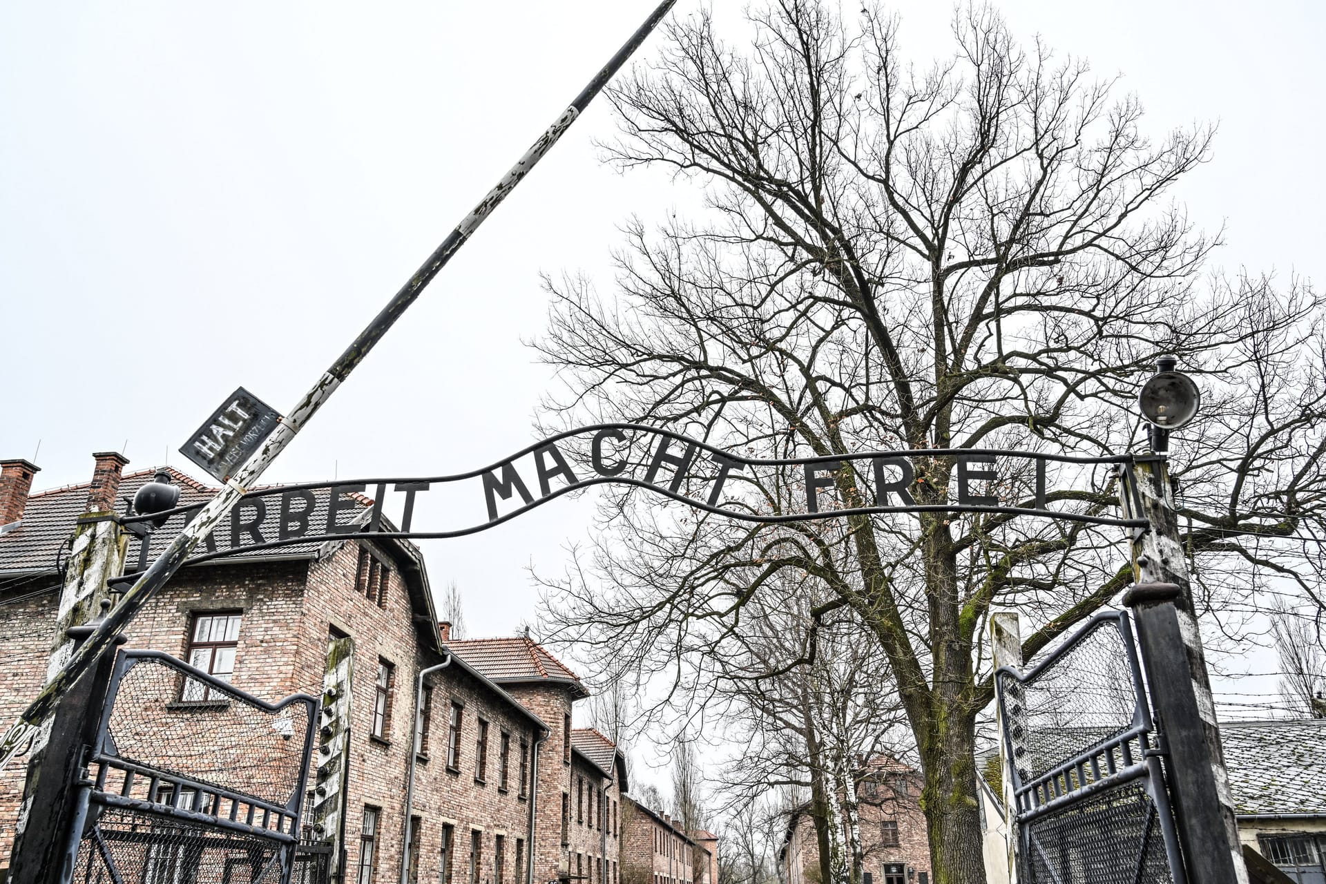 "Arbeit macht frei". Das perfide Versprechen der Nazi über dem Tor zum Konzentrationslager Auschwitz-Birkenau