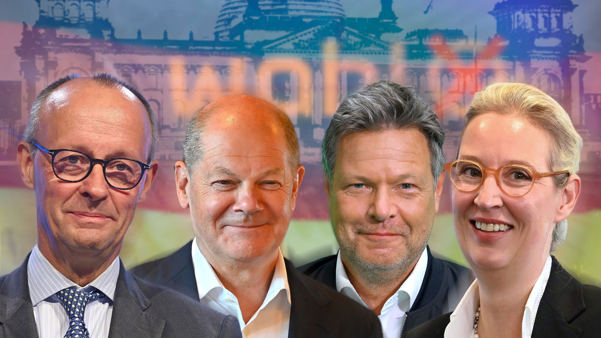 Friedrich Merz (CSU), Olaf Scholz (SPD), Robert Habeck (Die Grünen) und Alice Weidel (AfD): Wird ein TV-Duell mit allen vier Kanzlerkandidaten stattfinden?