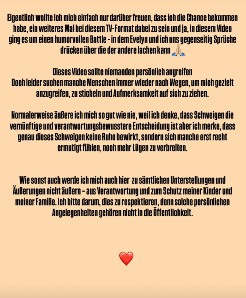 Dieses Statement teilte Sarah Engels bei Instagram.