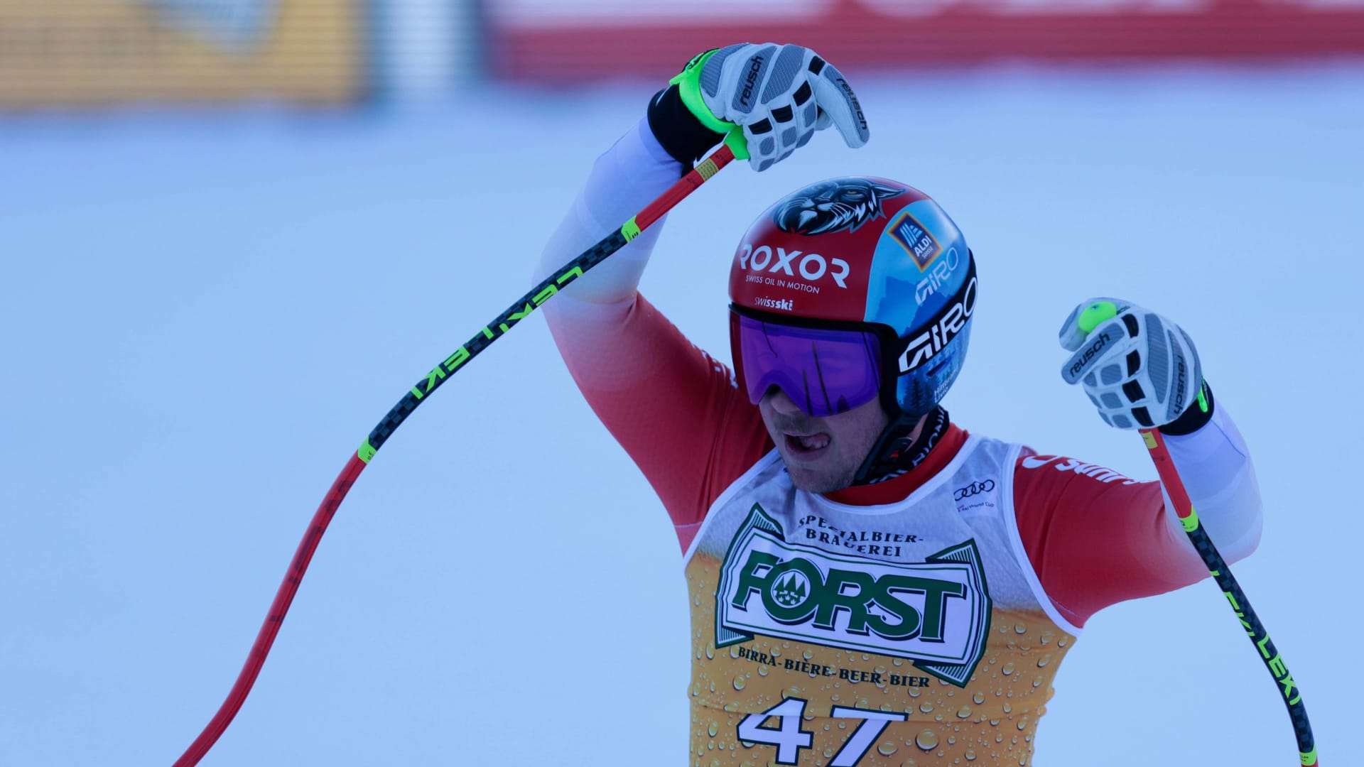 Livio Hiltbrand: Der Schweizer machte in Val Gardena die Schwingerkranz-Geste.