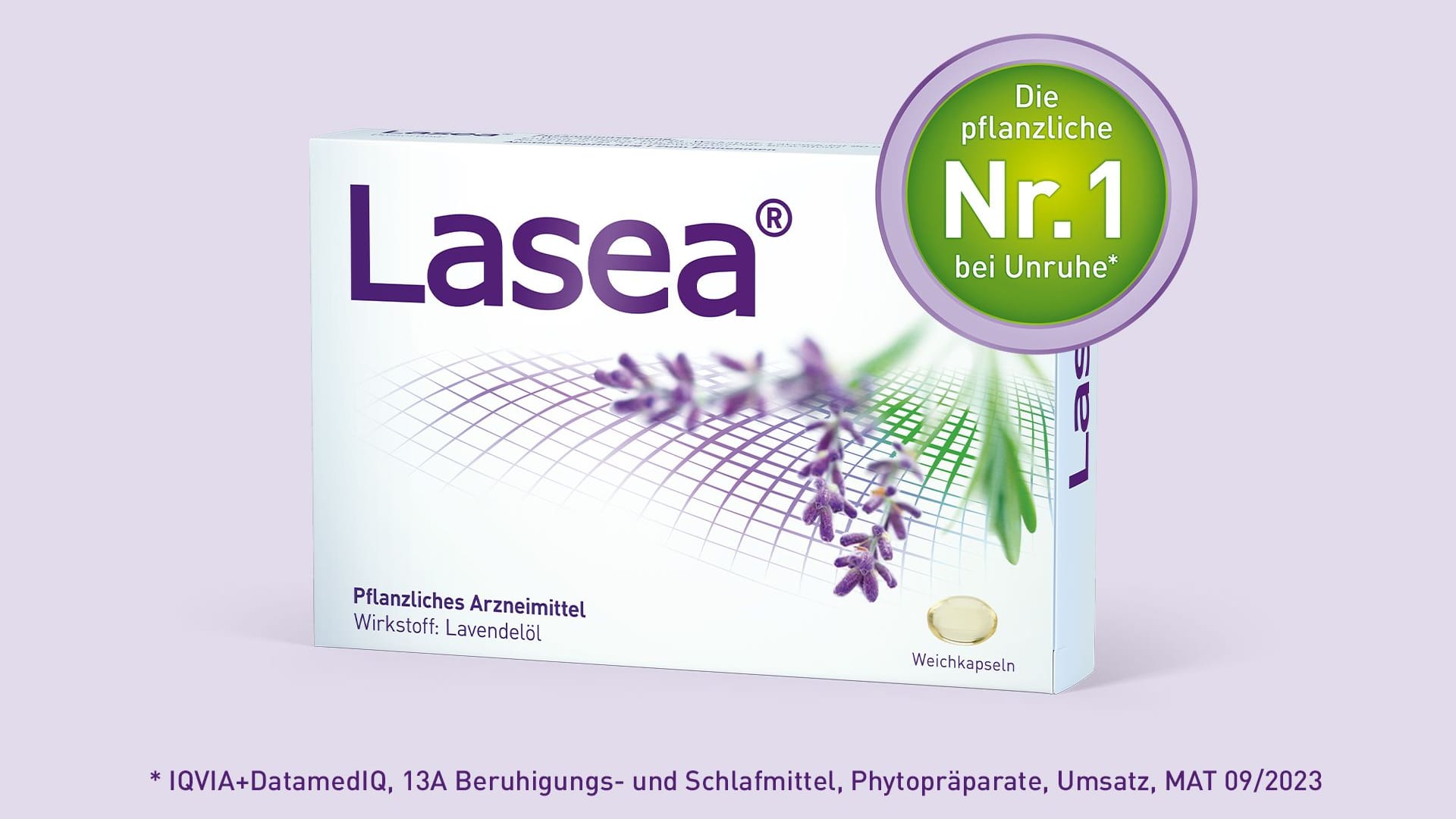 Die pflanzliche Nr. 1 bei innerer Unruhe*: Lasea® setzt auf die beruhigende Kraft des Arzneilavendels.