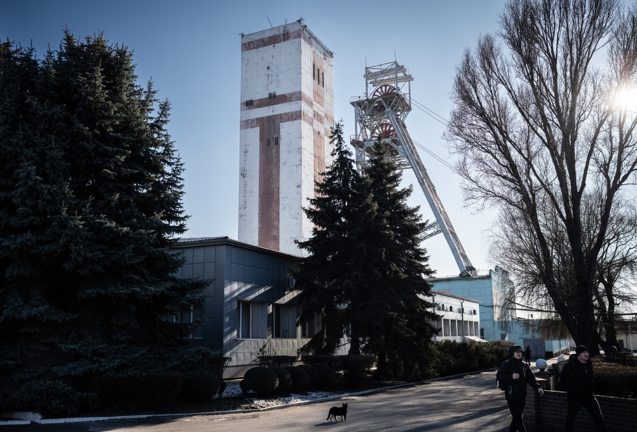 Charakteristische Optik: Der Förderturm der Kohlemine von außen