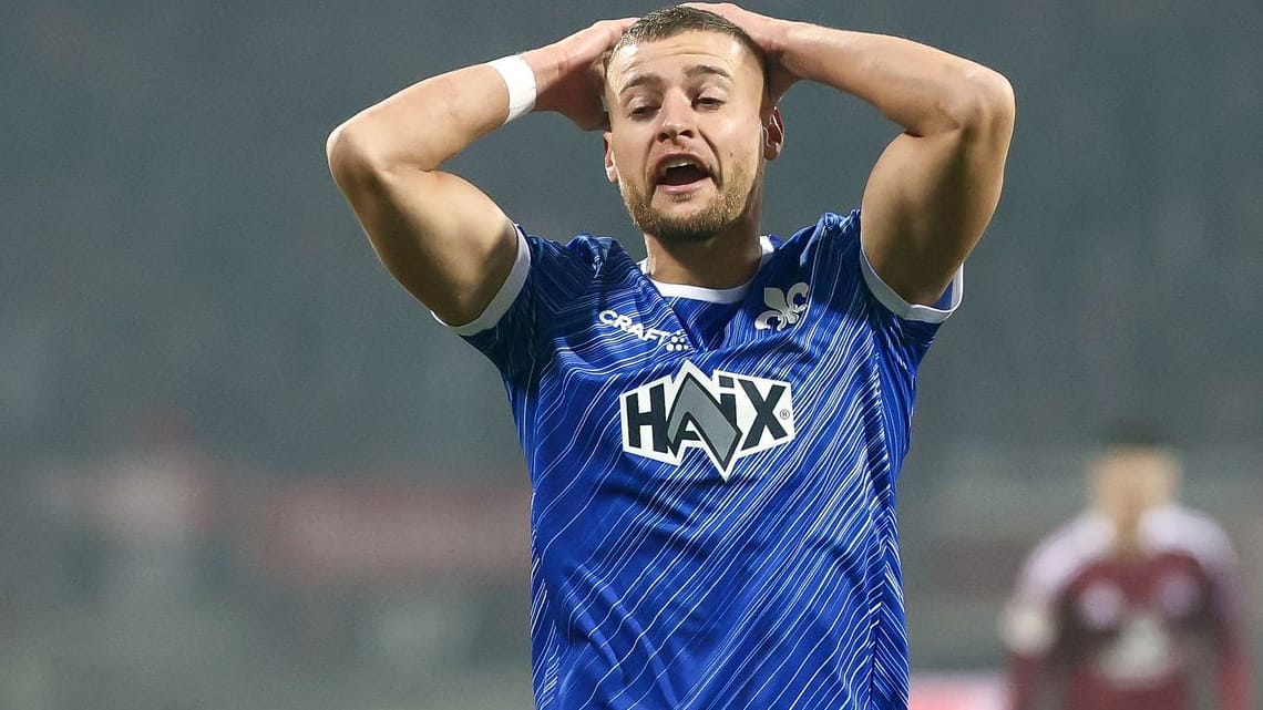 Darmstadts Nürnberger: Gegen Elversberg hatte sich der Defensivspieler nicht im Griff. Darmstadts Nürnberger: Gegen Elversberg hatte sich der Defensivspieler nicht im Griff.