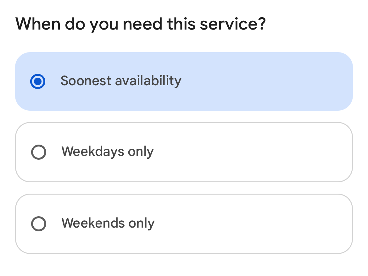 Das Tool fragt euch, ob ihr nach der schnellsten Verfügbarkeit oder nach Wochentagen oder Wochenenden sucht.