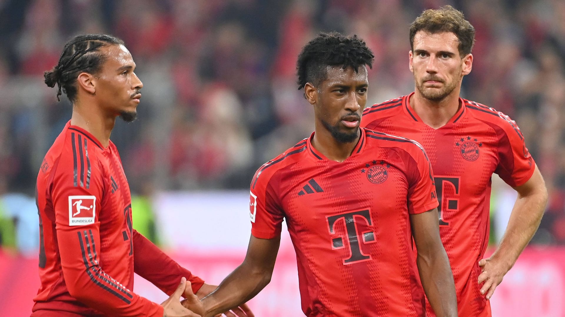 Leroy Sané (l.), Kingsley Coman und Leon Goretzka: Alle drei spielen seit Jahren in München.