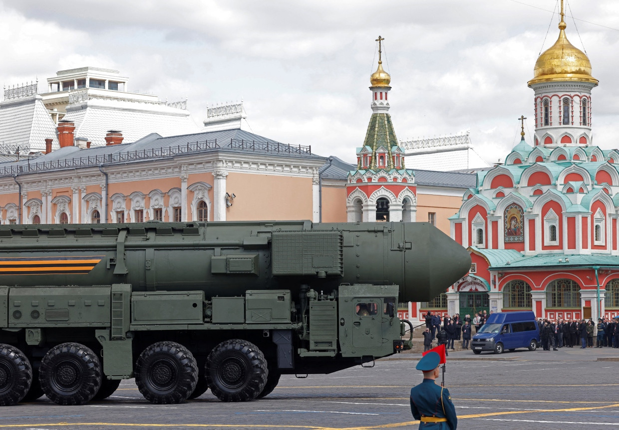 Teil der Show: Eine ballistische Interkontinentalrakete vom Typ RS-24 „Jars“