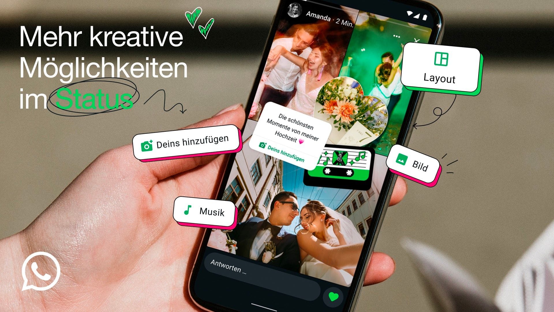 WhatsApp-Nutzer können sich in ihrem Status kreativ austoben. WhatsApp-Nutzer können sich in ihrem Status kreativ austoben.