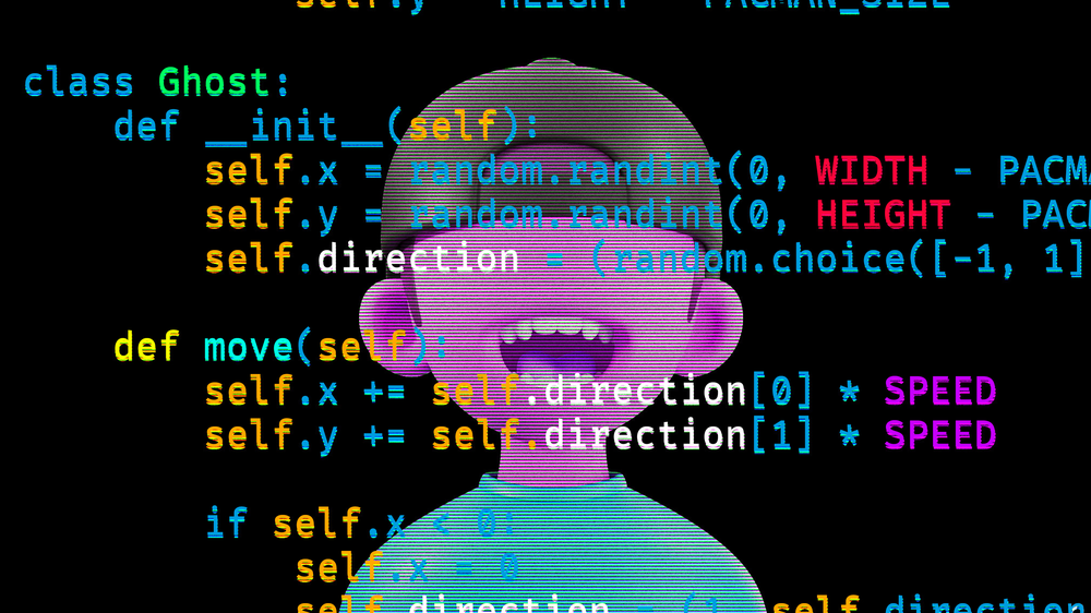 Vibe Coding: Für dieses Bild hat unser Illustrator Code für ein Pac-Man-Spiel gevibecodet.