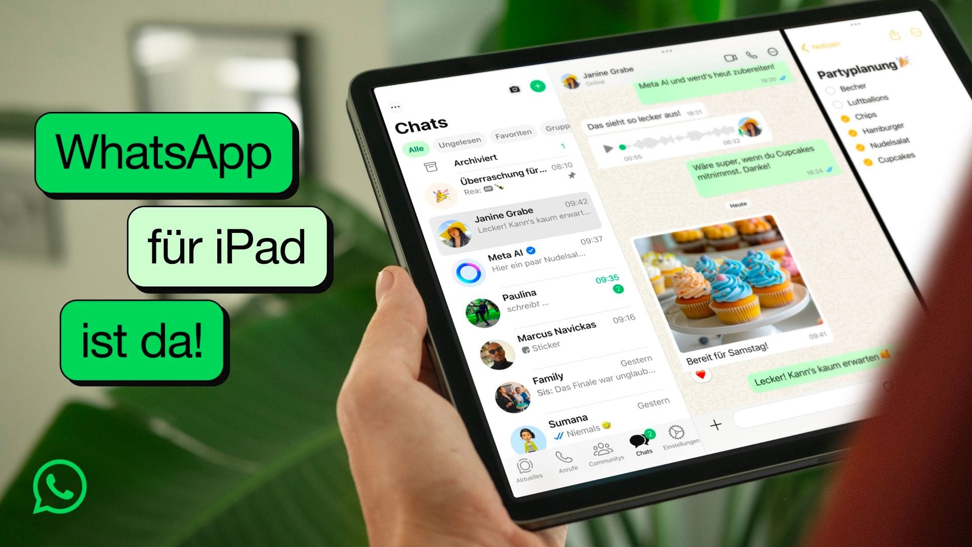 WhatsApp unterstützt alle iPad-Funktionen wie den Stage Manager und Split View. WhatsApp unterstützt alle iPad-Funktionen wie den Stage Manager und Split View.