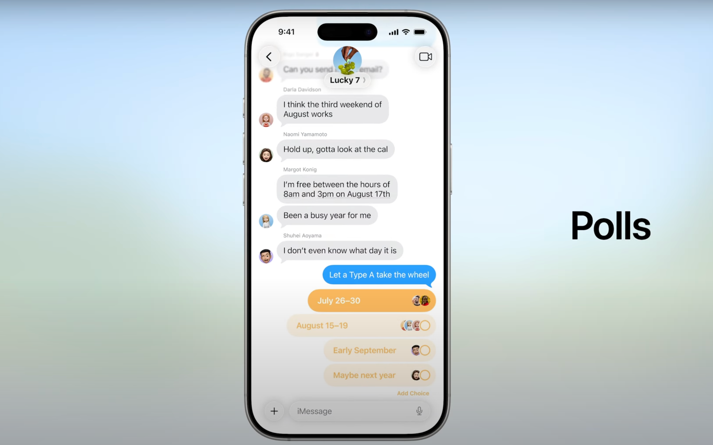„Umfragen“ ist eines von mehreren neuen Features, die in die Nachrichten-App kommen.