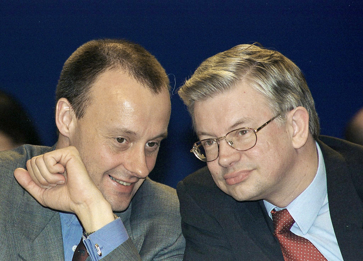 Friedrich Merz und Roland Koch im April 2000 auf dem CDU-Parteitag in Essen