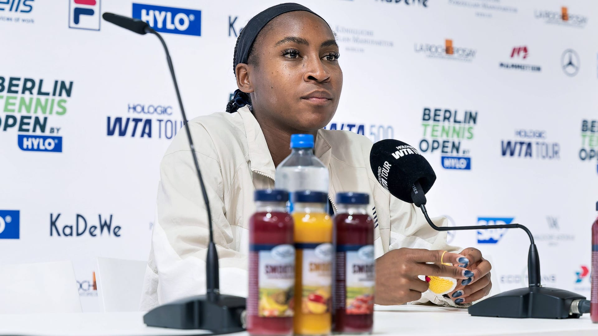 Gauff auf der Pressekonferenz bei den Berlin Tennis Open: Klare Worte. Gauff auf der Pressekonferenz bei den Berlin Tennis Open: Klare Worte.