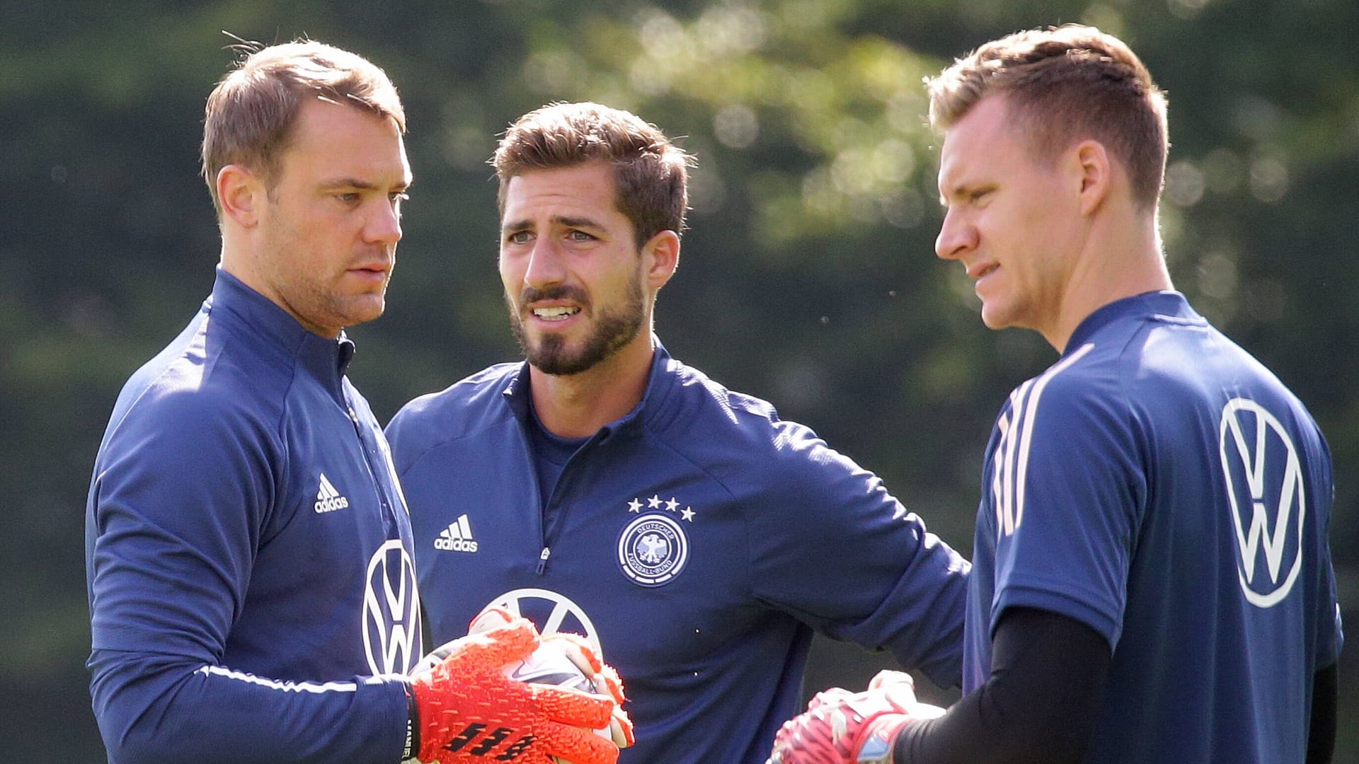 Manuel Neuer, Kevin Trapp und Bernd Leno (v. l. n. r.): Im DFB-Team gab es lange nur eine Nummer eins. Manuel Neuer, Kevin Trapp und Bernd Leno (v. l. n. r.): Im DFB-Team gab es lange nur eine Nummer eins.