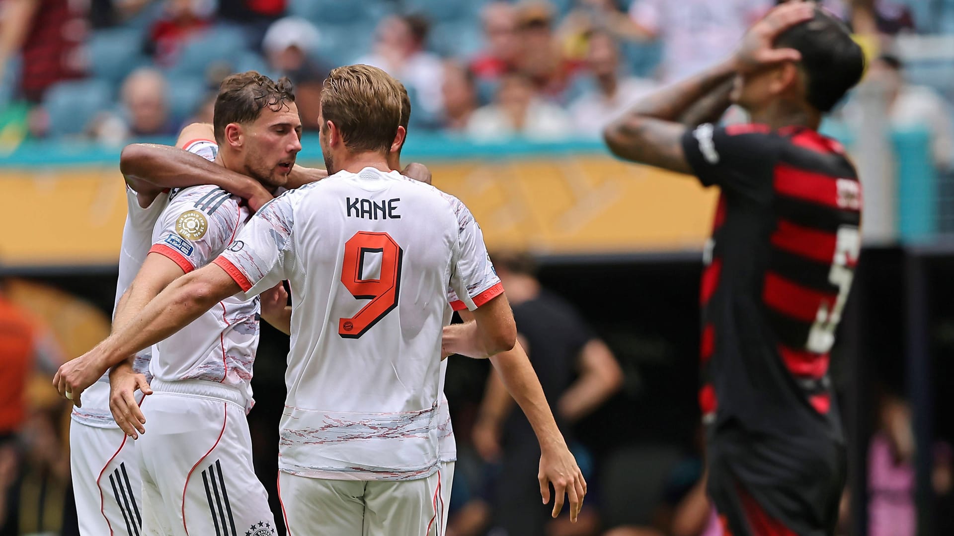 Die Bayern-Spieler feiern ein Tor gegen Flamengo: Gegen die Brasilianer erreichte der Rekordmeister das Viertelfinale. Die Bayern-Spieler feiern ein Tor gegen Flamengo: Gegen die Brasilianer erreichte der Rekordmeister das Viertelfinale.