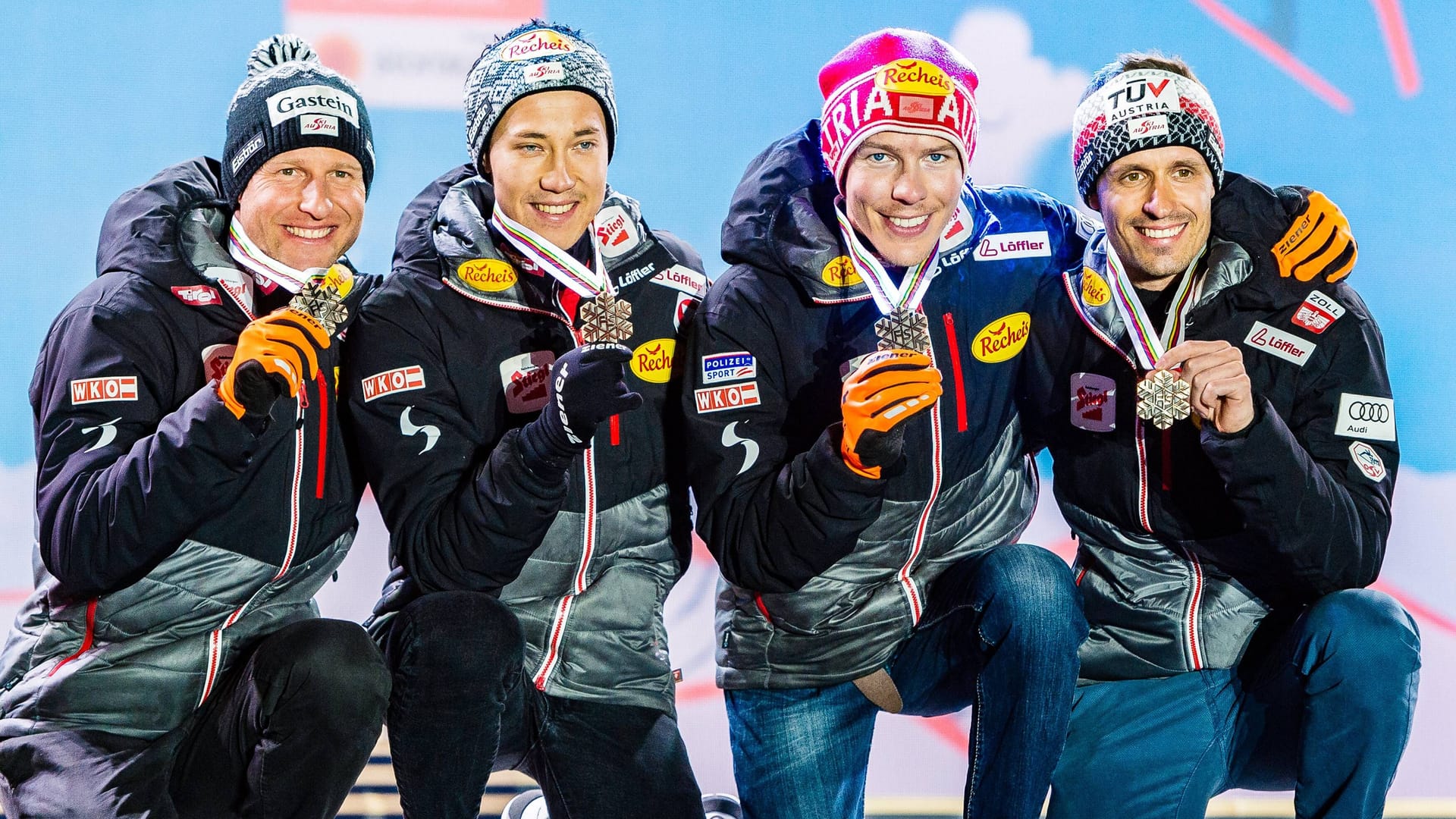 Die Bronzemedaillengewinner von 2019: Der Platz ist nun ungültig, weil Mario Seidl (2.v.l.) wegen Dopings bestraft wurde. Die Bronzemedaillengewinner von 2019: Der Platz ist nun ungültig, weil Mario Seidl (2.v.l.) wegen Dopings bestraft wurde.