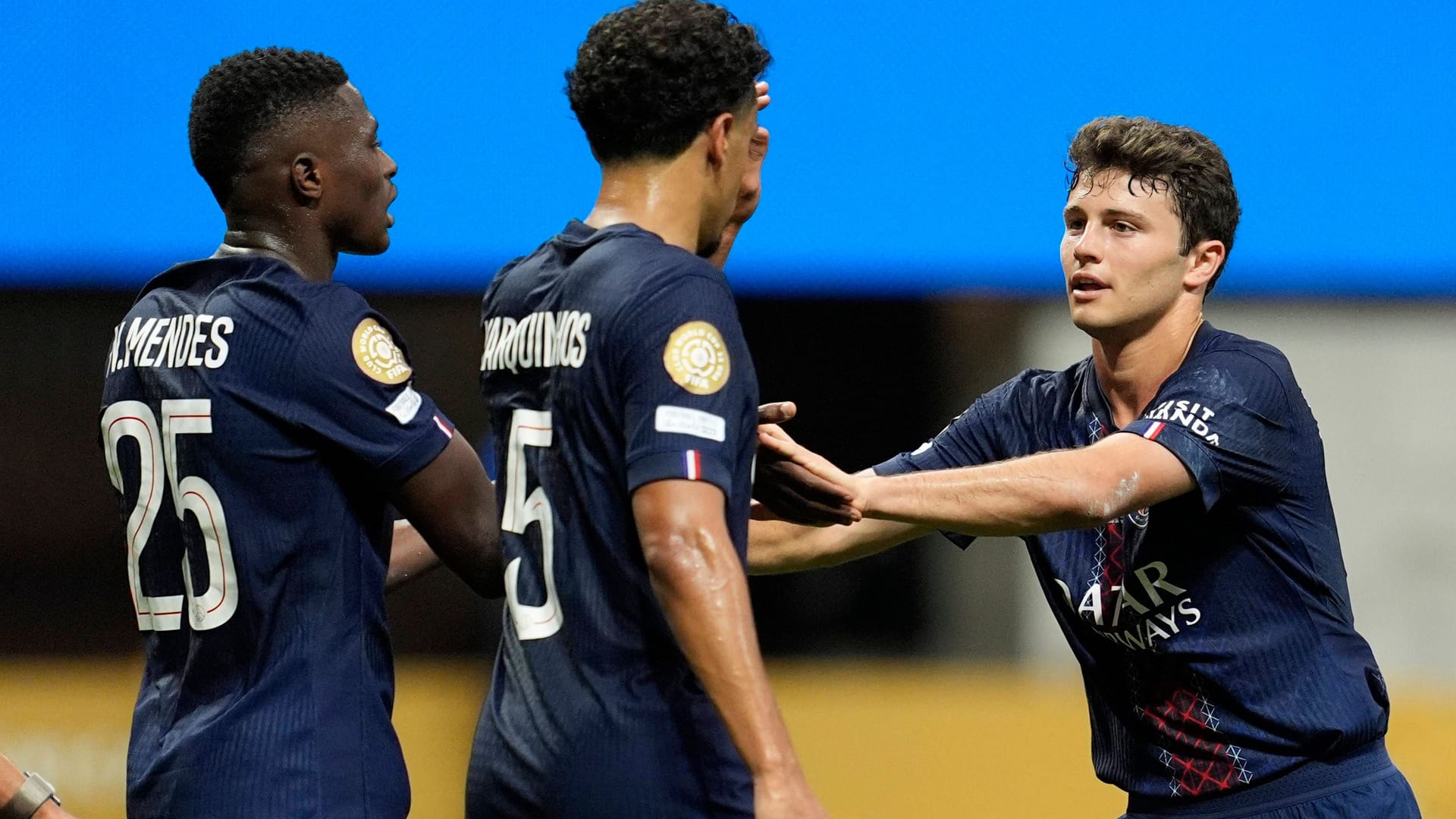 Die PSG-Spieler feiern einen Treffer: Gegen Miami hatten sie die vollen 90 Minuten im Griff. Die PSG-Spieler feiern einen Treffer: Gegen Miami hatten sie die vollen 90 Minuten im Griff.