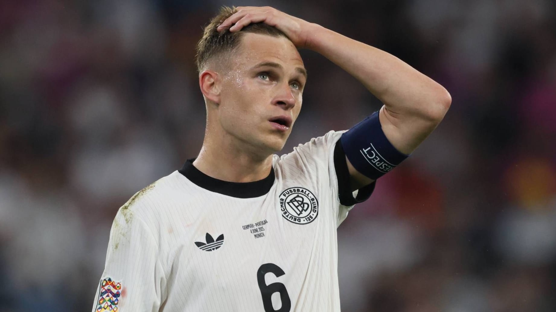 Enttäuscht: Joshua Kimmich im Spiel gegen Portugal. Enttäuscht: Joshua Kimmich im Spiel gegen Portugal.