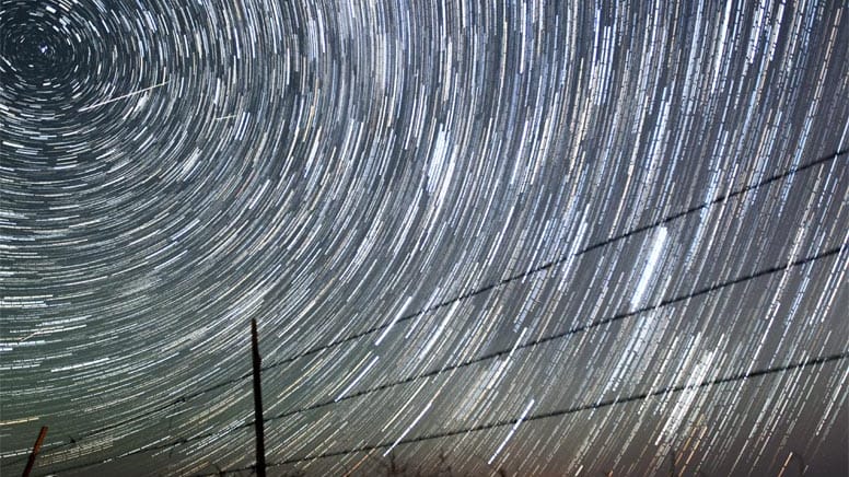 Die Sternschnuppen sind überall am Himmel zu sehen.