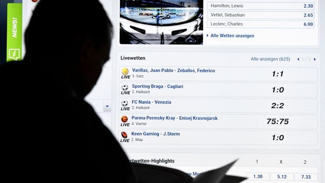 Bildschirm mit einer Seite für Sportwetten Bildschirm mit einer Seite für Sportwetten