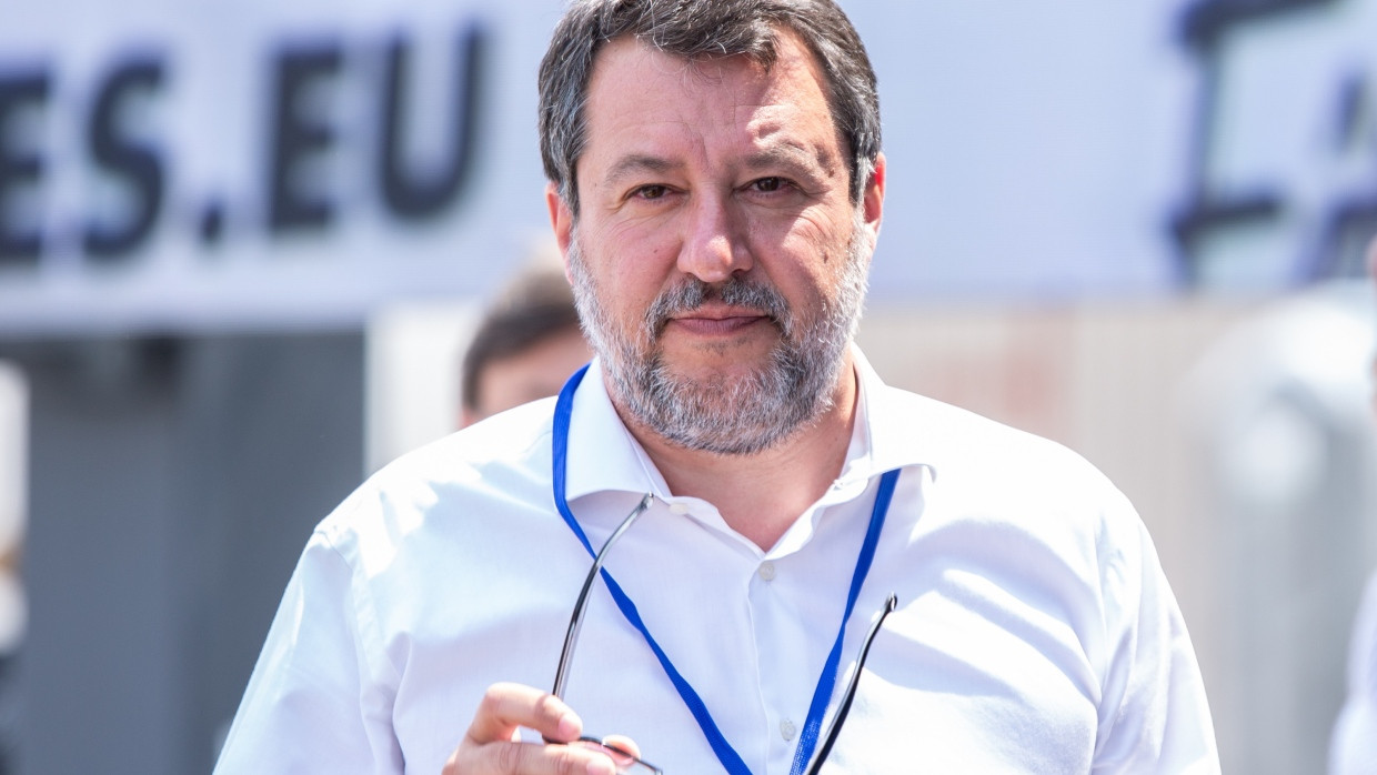 Italiens Vize-Ministerpräsident Matteo Salvini auf einer Veranstaltung der nationalistischen Partei Patriotes.eu in Mormant-sur-Vernisson, Frankreich am 9. Juli 2025