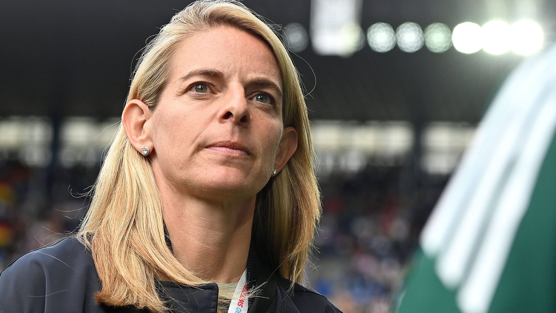 Nia Künzer: Die Sportdirektorin ist mit dem Viertelfinale zufrieden. Nia Künzer: Die Sportdirektorin ist mit dem Viertelfinale zufrieden.
