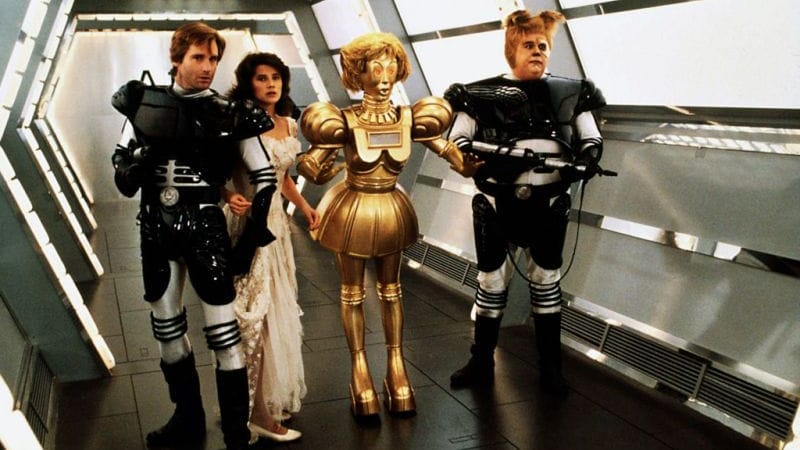 Bill Pullman, John Candy und Daphne Zuniga sind einer Szene aus dem Film "Spaceballs" zu sehen. Bill Pullman, John Candy und Daphne Zuniga sind einer Szene aus dem Film "Spaceballs" zu sehen.