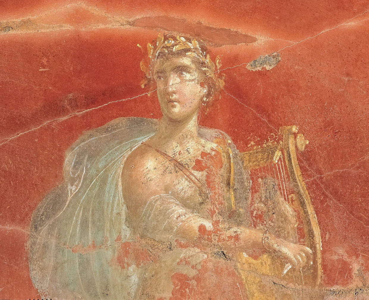 Der Leier spielende Apollo in der Villa di Moregine, Pompeji. Manche Archäologen sehen darin eine Darstellung Neros, der sich stark mit Apollo identifizierte.