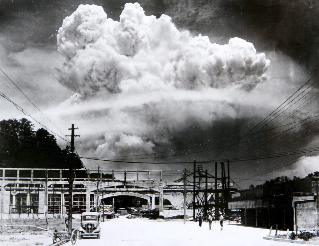 Der Atompilz am 9. August 1945 über Nagasaki