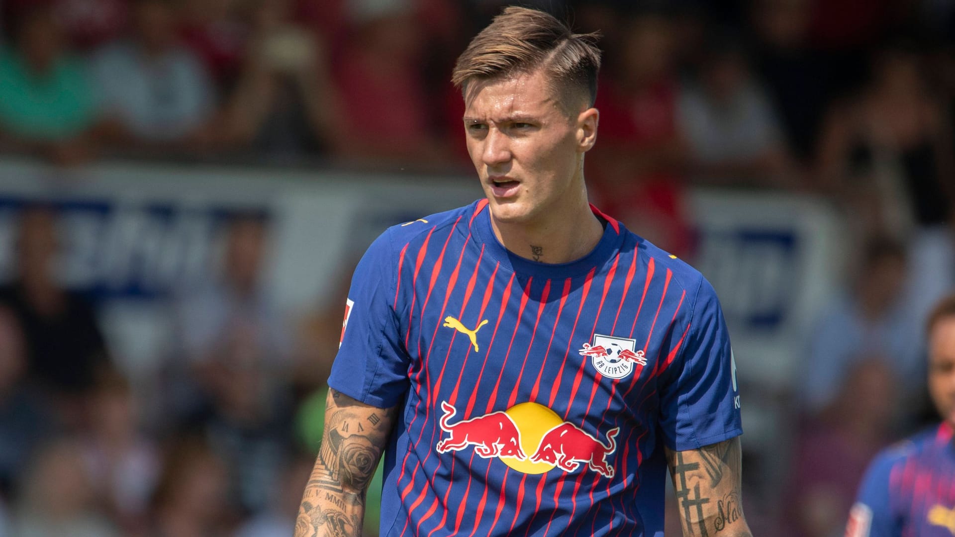 Blick Richtung Premier League? Leipzigs Benjamin Šeško. Blick Richtung Premier League? Leipzigs Benjamin Šeško.