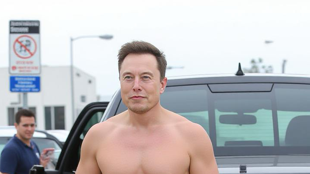 "Grok Imagine": Dieses KI-generierte oben-ohne-Bild von Elon Musk haben wir mit Grok erstellt.